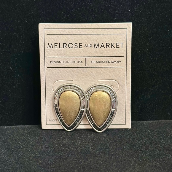 Melrose and Market Two-Toned Oval Teardrop Earrings - Picture 1 of 2
